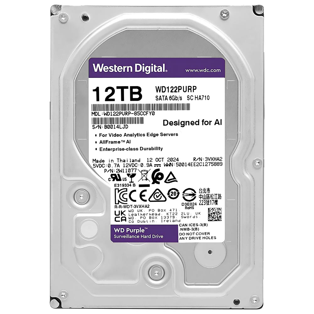 HD SATA3 12TB WESTERN DIGITAL WD PURPLE PRO 7200RPM 512MB WD122PURP (GARANTIA PY)