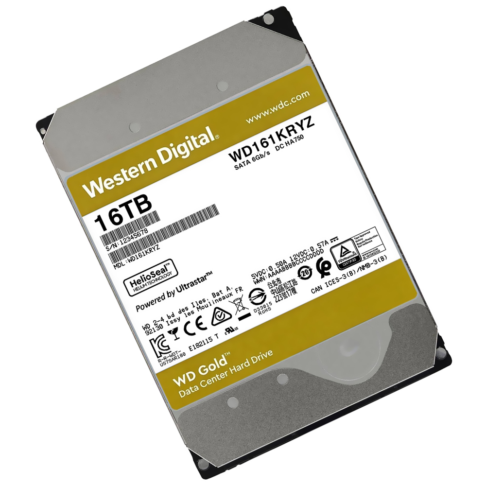 HD SATA3 16TB WESTERN DIGITAL WD GOLD 7200RPM 512MB WD161KRYZ (GARANTIA BR) 
