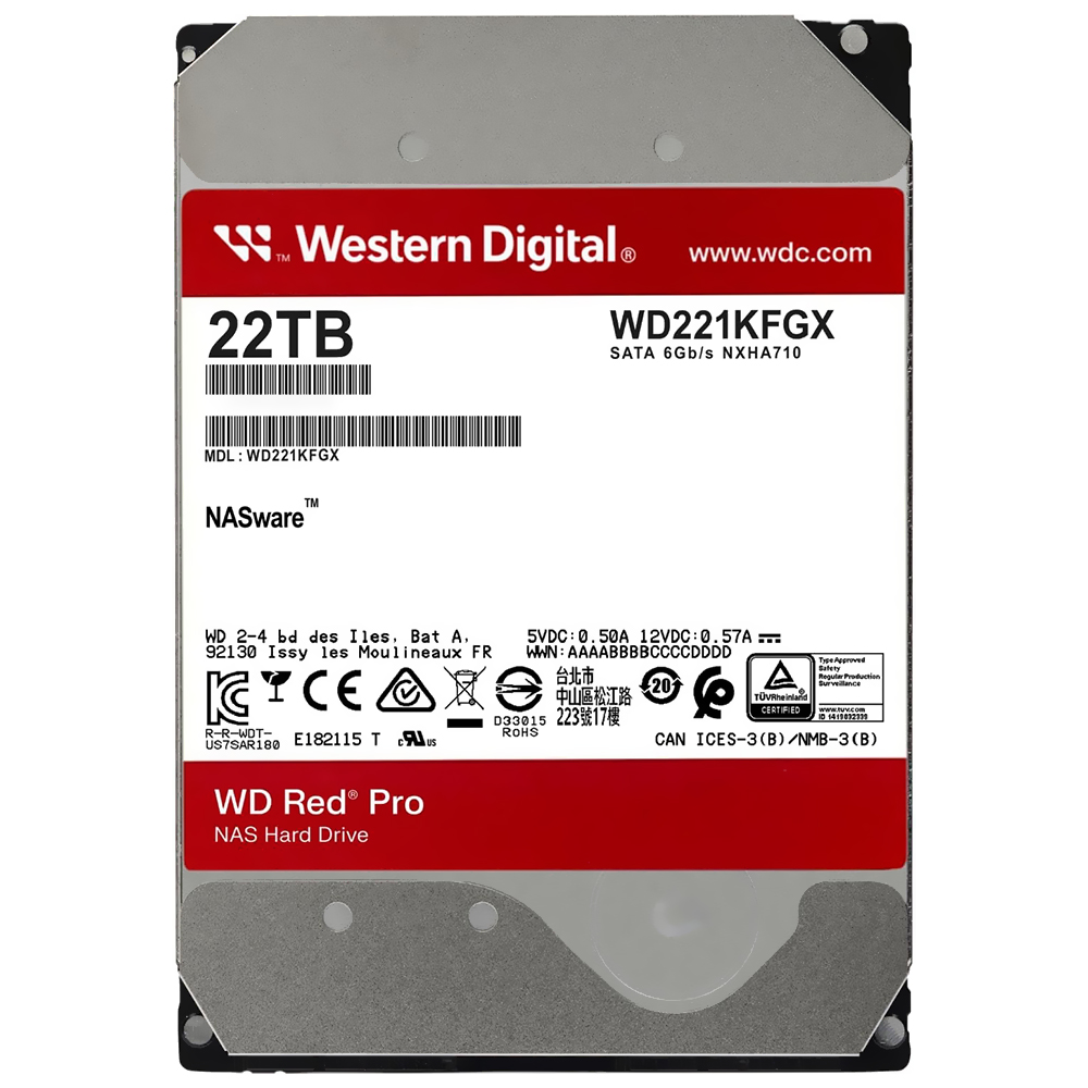 HD SATA3 22TB WESTERN DIGITAL WD RED PRO NAS 7200RPM 512MB WD221KFGX (GARANTIA PY)