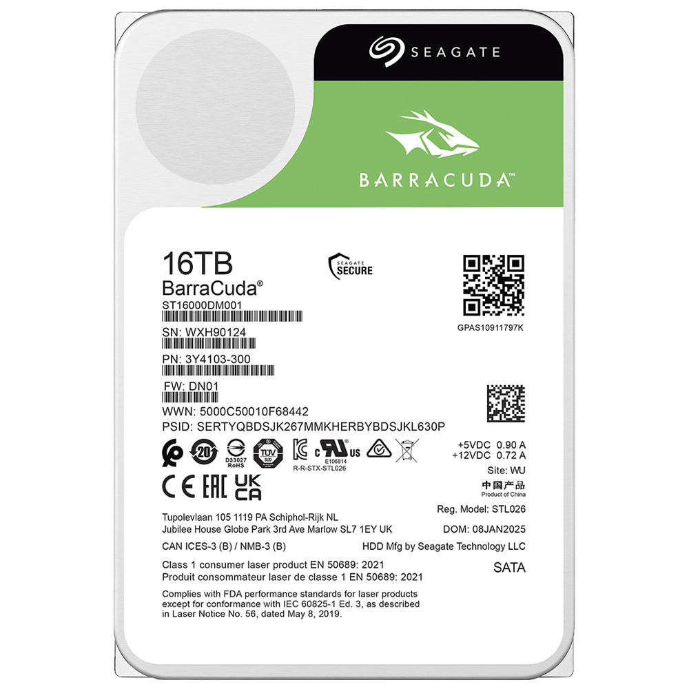 HD Seagate 16TB Barracuda 3.5" SATA 3 7200RPM - ST16000DM001 (GARANTIA BR)