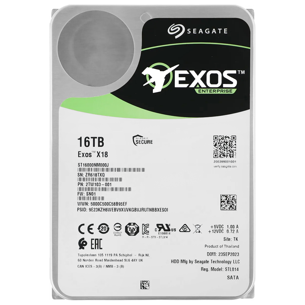HD Seagate 16TB Exos X18 Enterprise 3.5" SATA 3 7200RPM - ST16000NM000J (GARANTIA BR)