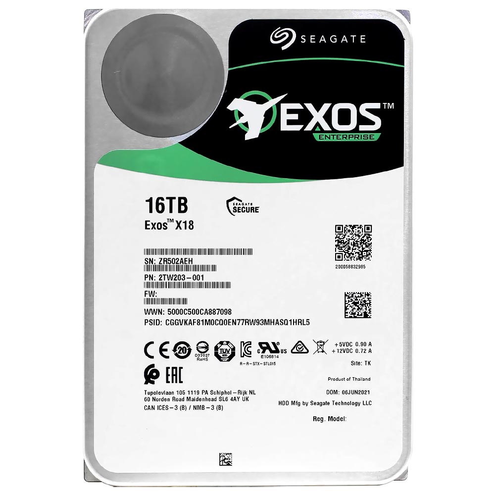 HD Seagate 16TB Exos X18 Enterprise 3.5" SATA 3 7200RPM - ST16000NM001J (GARANTIA BR)