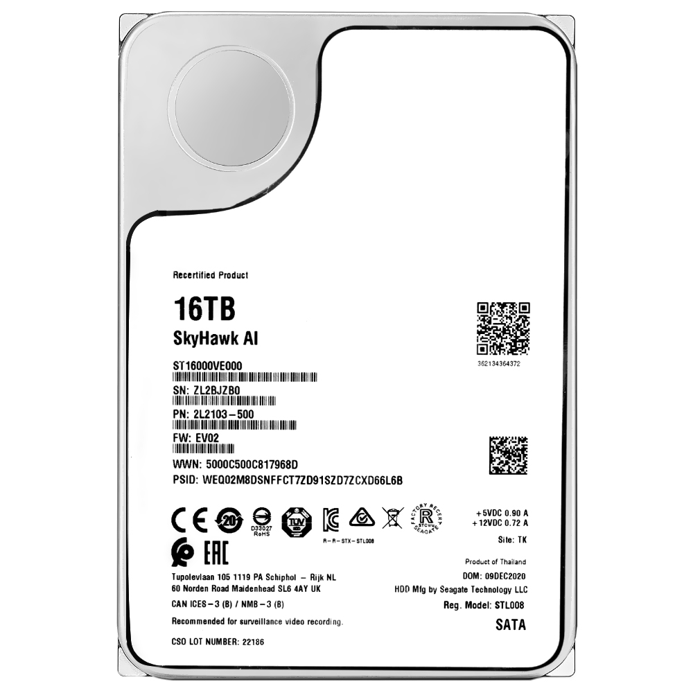 HD Seagate 16TB SKYHAWK Al 3.5" SATA 3 7200RPM - ST16000VE000 