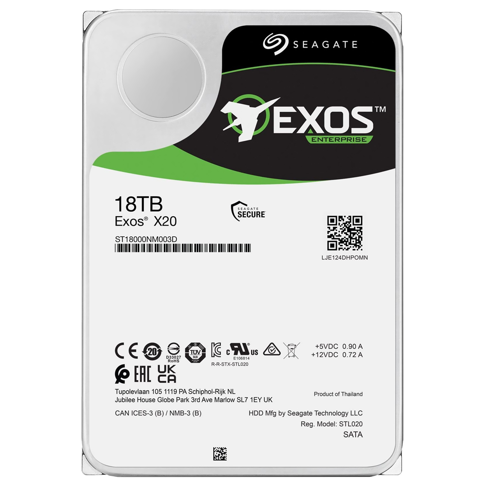HD Seagate 18TB Exos X20 Enterprise 3.5" SATA 3 7200RPM - ST18000NM003D (GARANTIA BR)