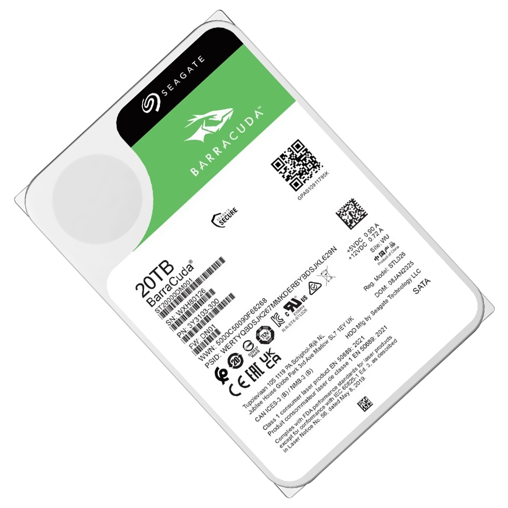 HD Seagate 20TB Barracuda 3.5" SATA 3 7200RPM - ST20000DM001 (GARANTIA BR)