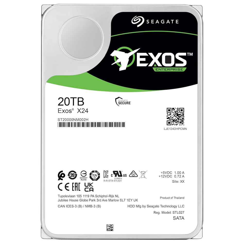 HD Seagate 20TB Exos X24 Enterprise 3.5" SATA 3 7200RPM - ST20000NM002H (GARANTIA BR)