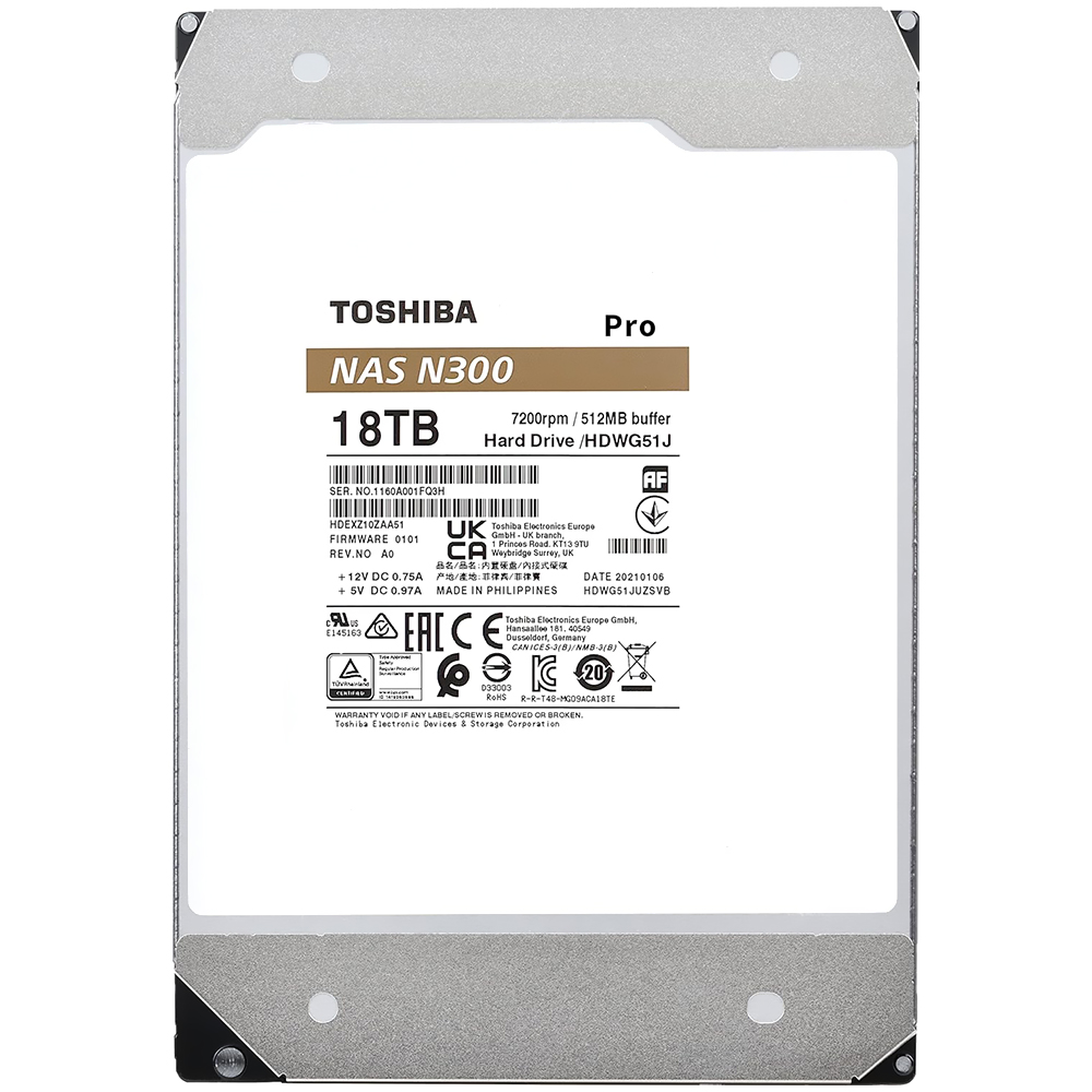 HD Toshiba 18TB N300 Nas 3.5" 7200RPM - HDWG51JXZSTA