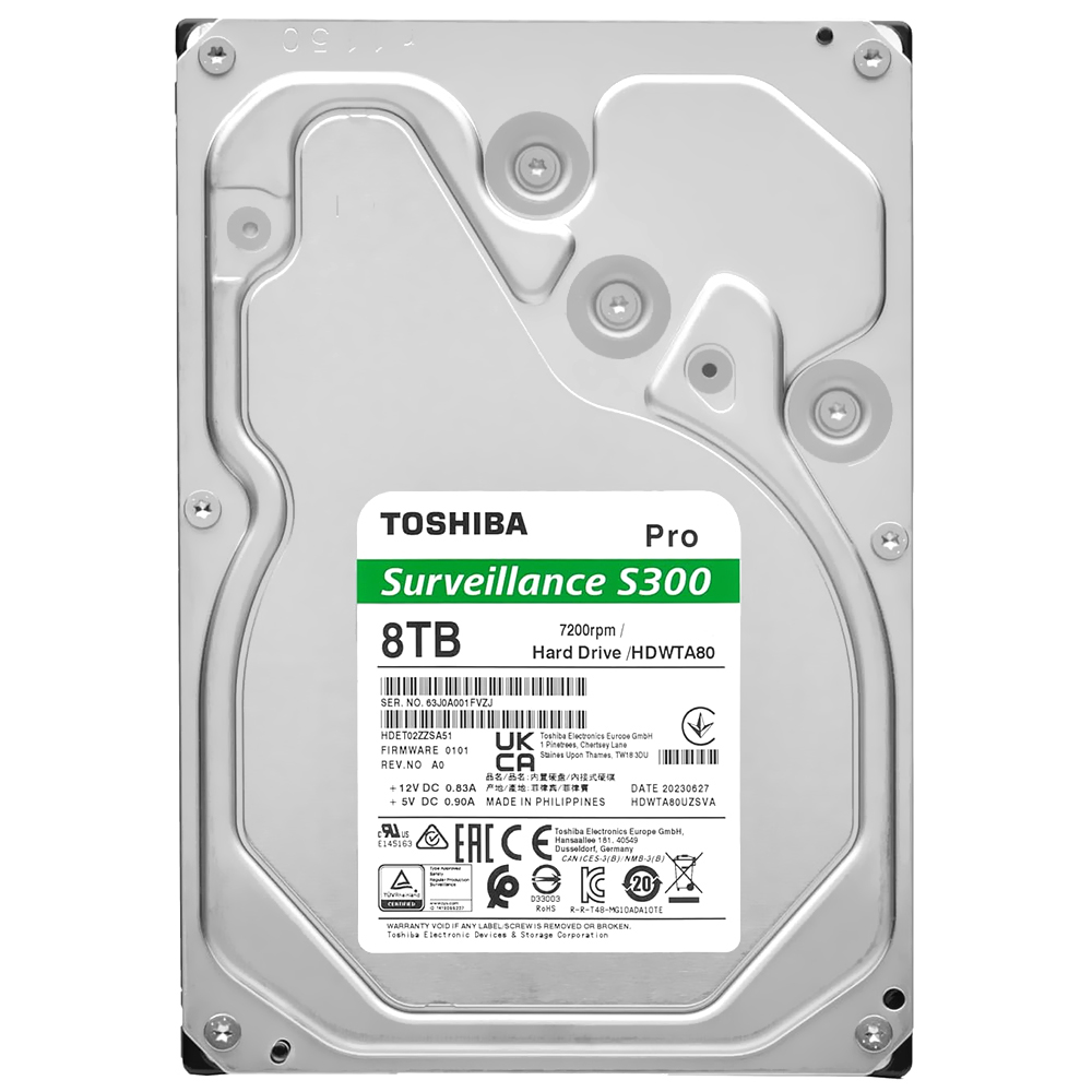 HD Toshiba 8TB S300 Pro Surveillance 3.5" SATA 3 7200RPM - HDWTA80UZSVAR