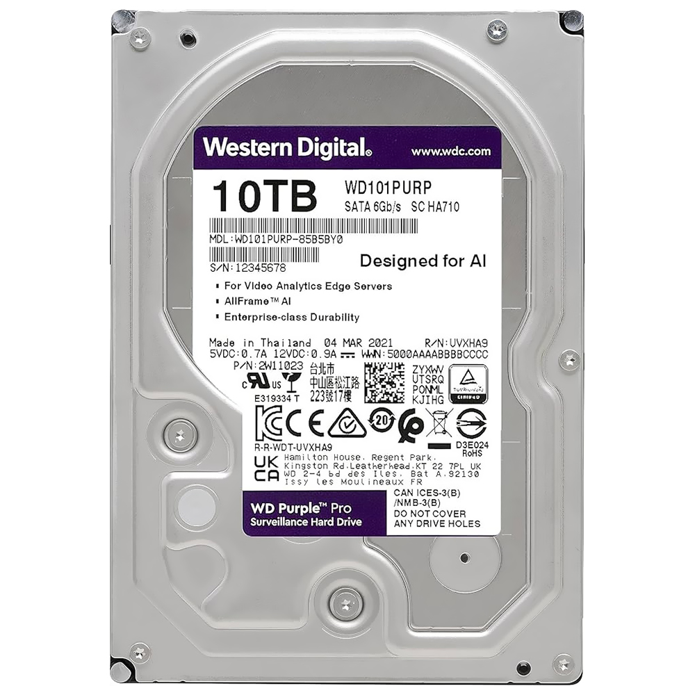 HD Western Digital 10TB WD Purple Pro 3.5" SATA 3 7200RPM - WD102PURP (GARANTIA BR)