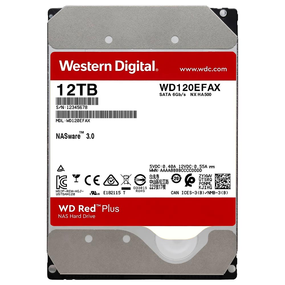 HD Western Digital 12TB WD Red Plus Nas 3.5" SATA 3 7200RPM-  WD120EFBX