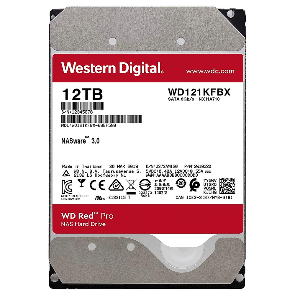 HD Western Digital 12TB WD Red Pro Nas 3.5" SATA 3 7200RPM - WD121KFBX
