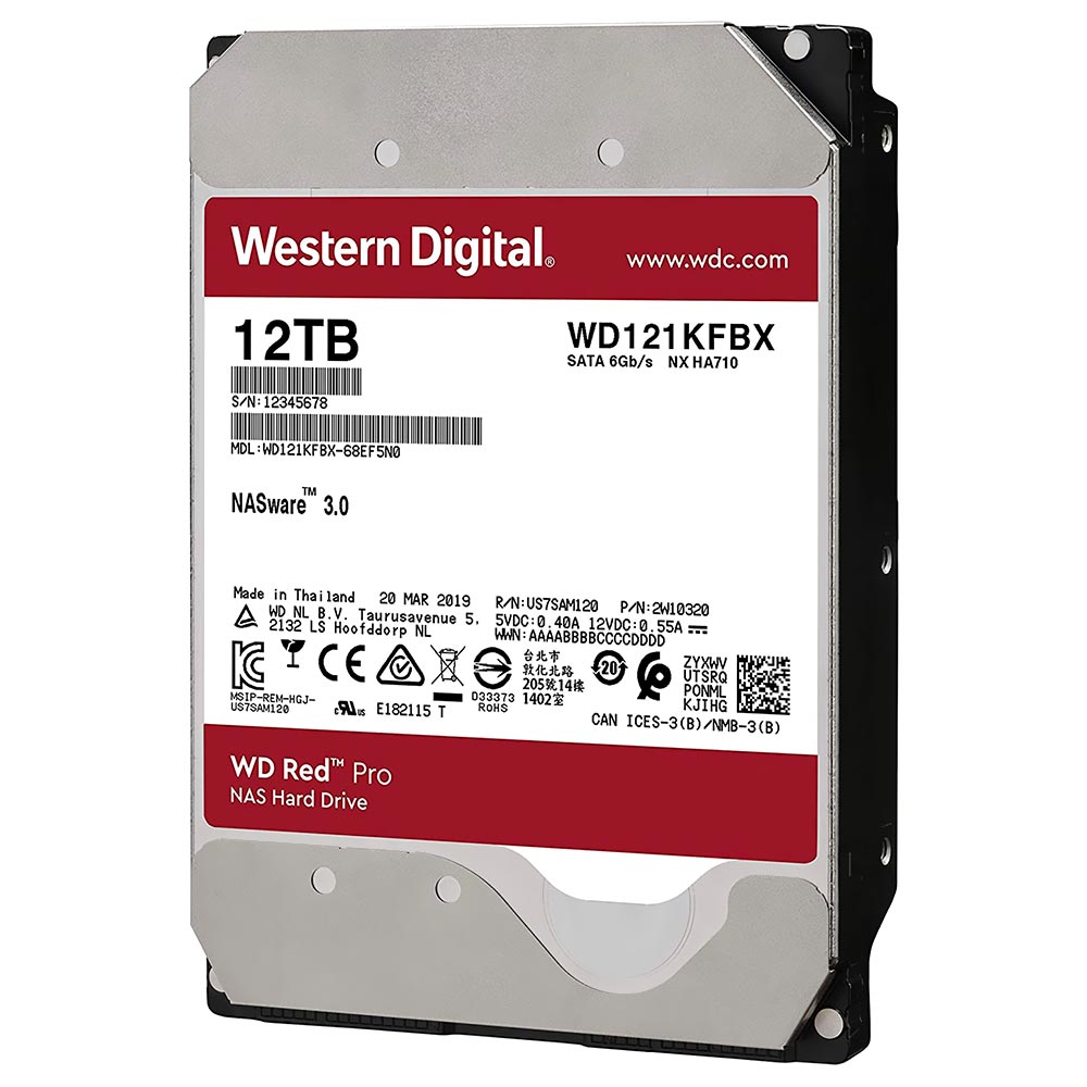HD Western Digital 12TB WD Red Pro Nas 3.5" SATA 3 7200RPM - WD121KFBX