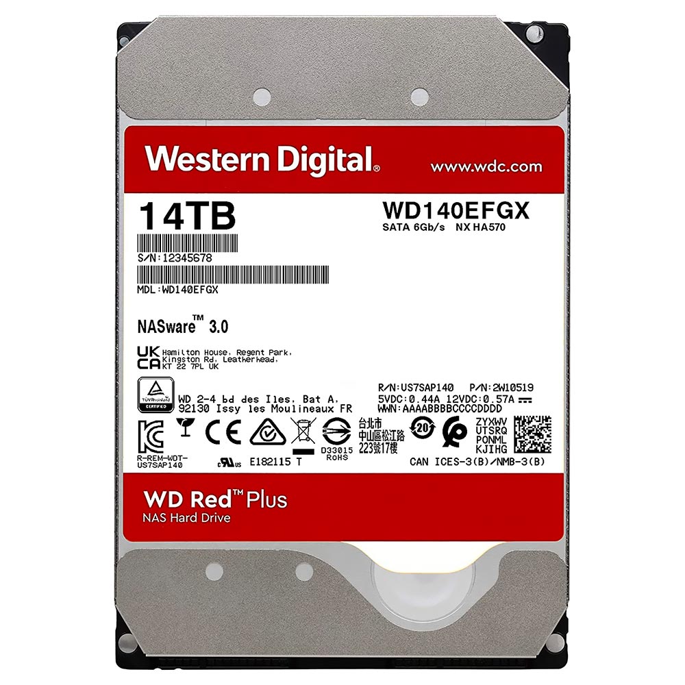 HD Western Digital 14TB WD Red Plus NAS de 3.5" SATA 3 7200RPM - WD140EFGX
