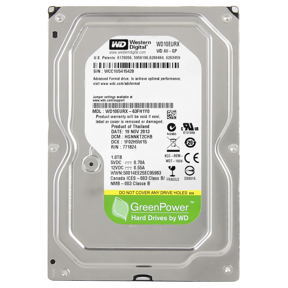 HD Western Digital 1TB WD Green 3.5" SATA 3 7200RPM - WD10EURX