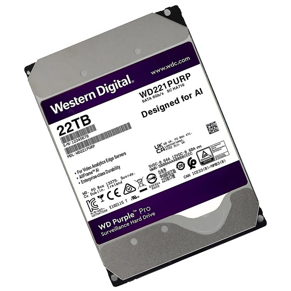 HD Western Digital 22TB WD Purple Pro 3.5" SATA 3 7200RPM - WD221PURP