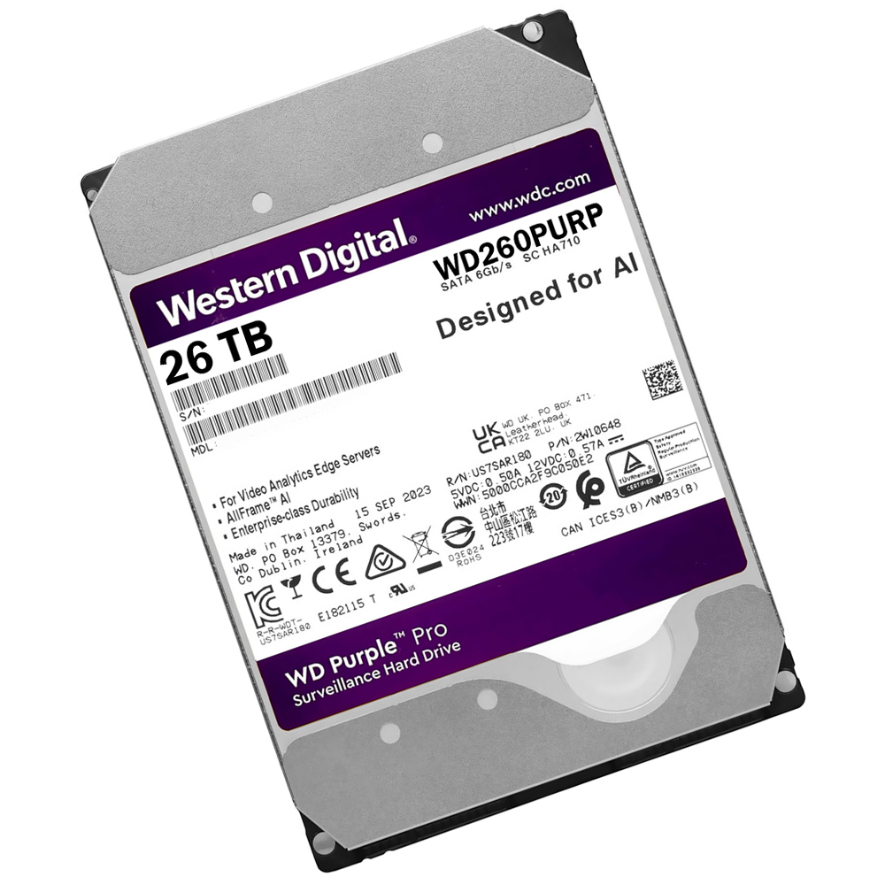 HD Western Digital 26TB WD Purple Pro 3.5" SATA 3 7200RPM - WD260PURP (GARANTIA BR)