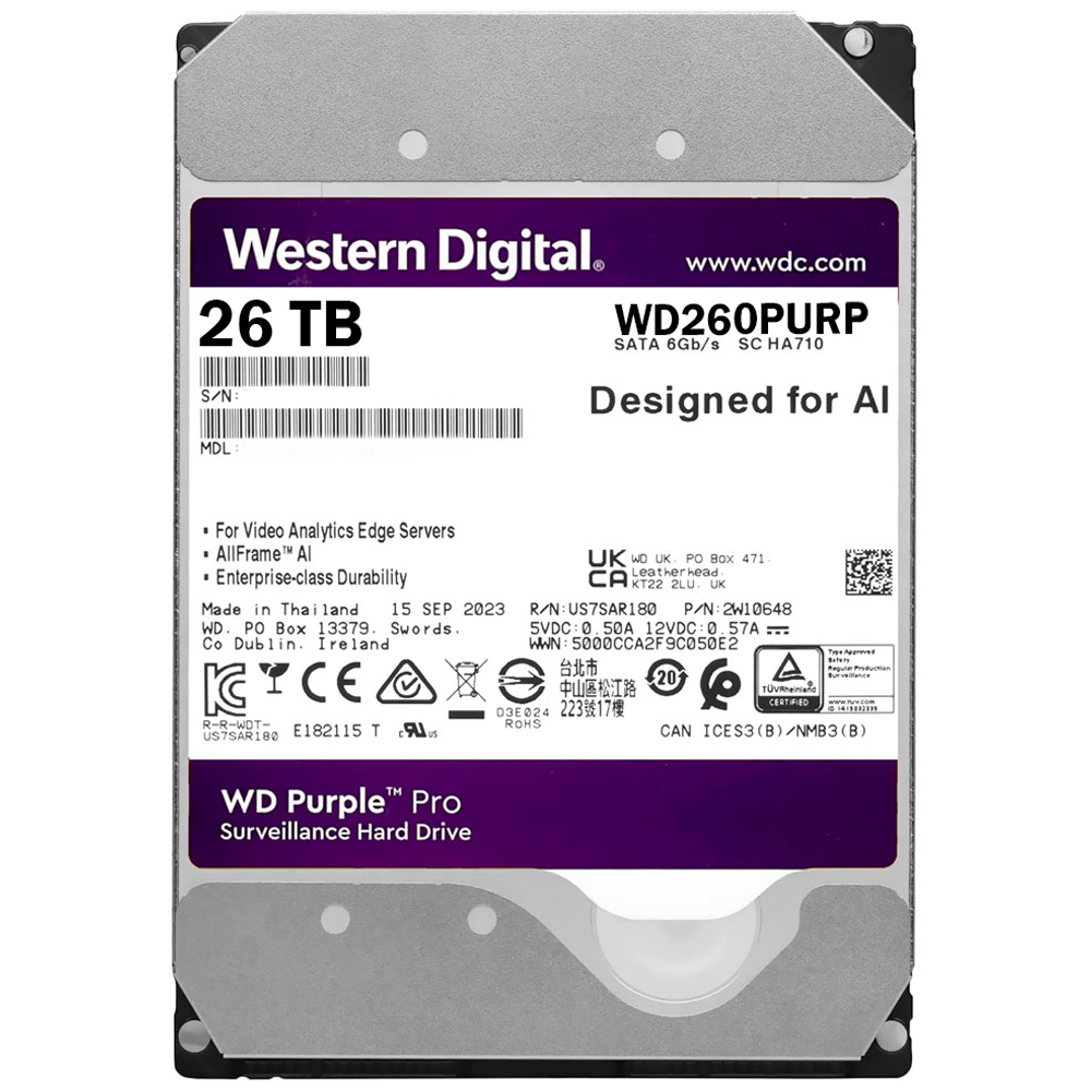 HD Western Digital 26TB WD Purple Pro 3.5" SATA 3 7200RPM - WD260PURP