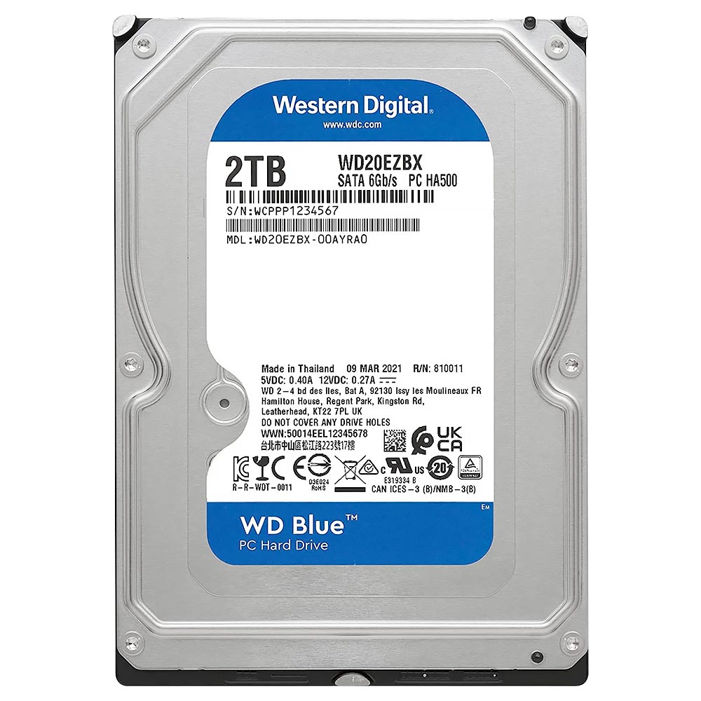 HD Western Digital 2TB WD Blue 3.5" SATA 3 7200RPM - WD20EZBX