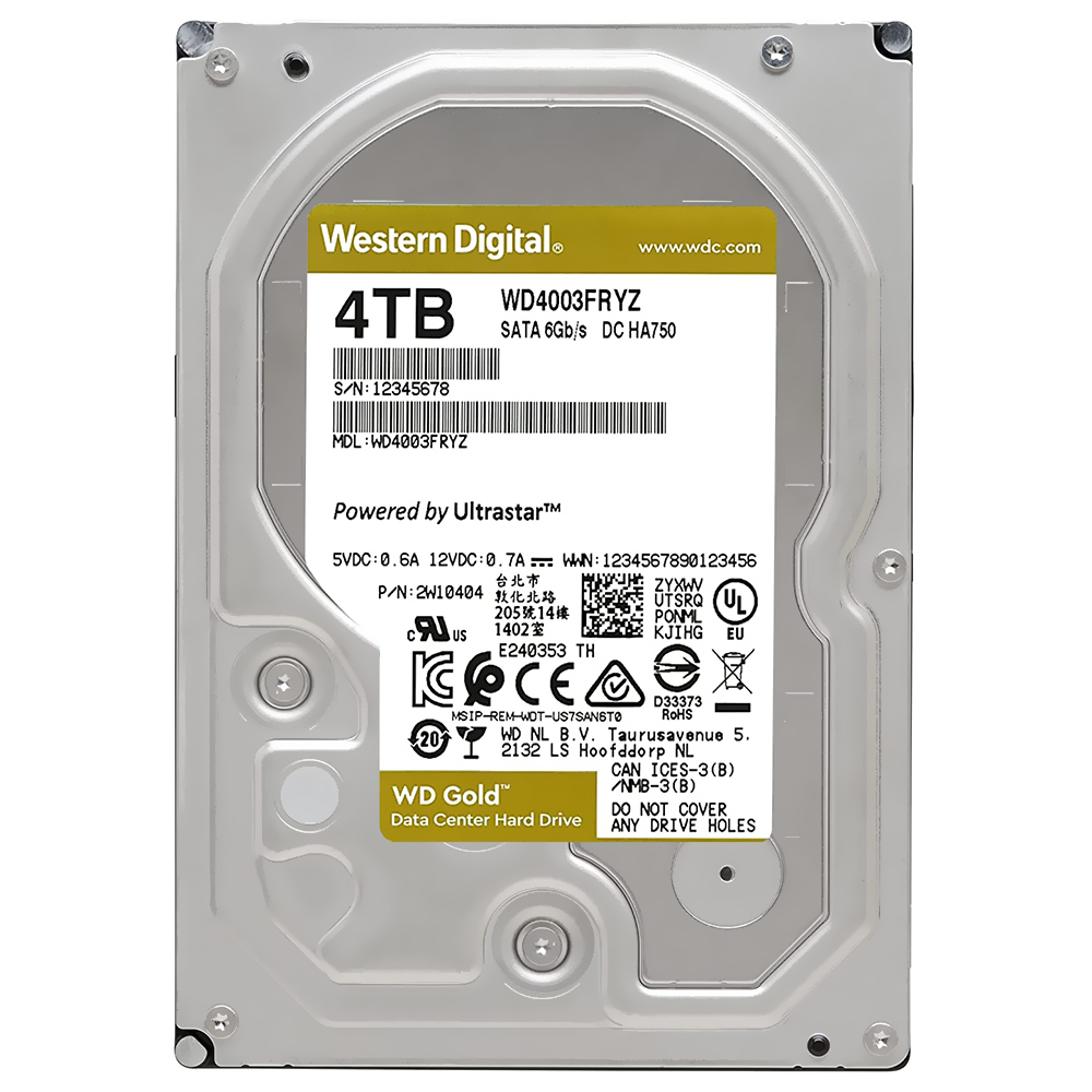 HD Western Digital 4TB WD Gold 3.5" SATA 3 7200RPM - WD4003FRYZ