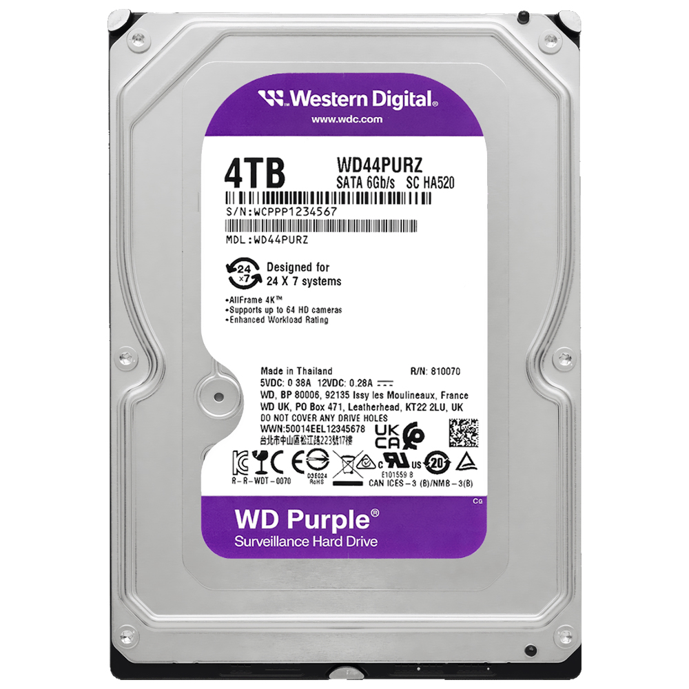 HD Western Digital 4TB WD Purple 3.5" SATA 3 5400RPM - WD44PURZ (GARANTIA BR)