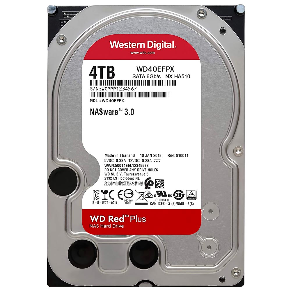 HD Western Digital 4TB WD Red Plus Nas 3.5" SATA 3 5400RPM - WD40EFPX