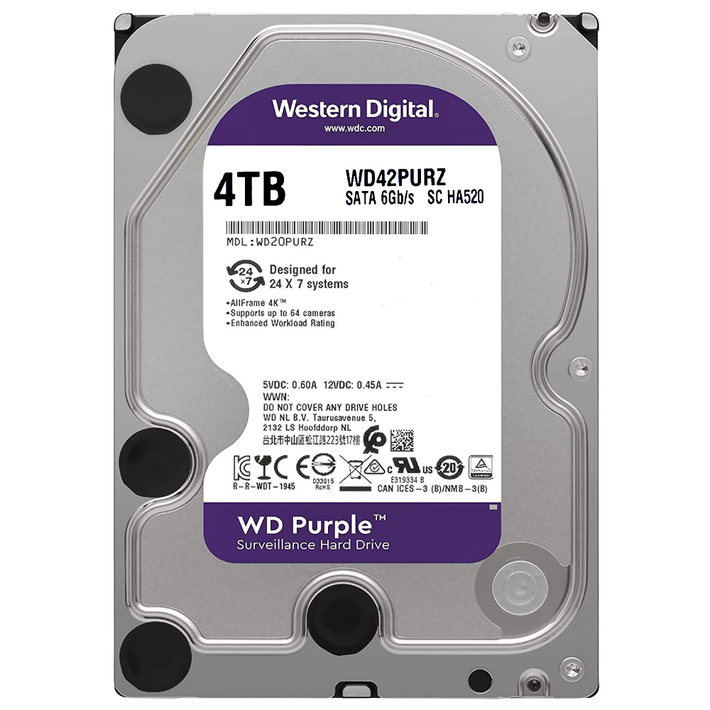 HD Western Digital 4TB WD Surveillance 3.5" SATA 3 5400RPM - WD42PURZ