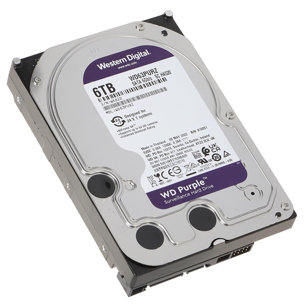 HD Western Digital 6TB WD Purple 3.5" SATA 3 5640RPM - WD63PURZ