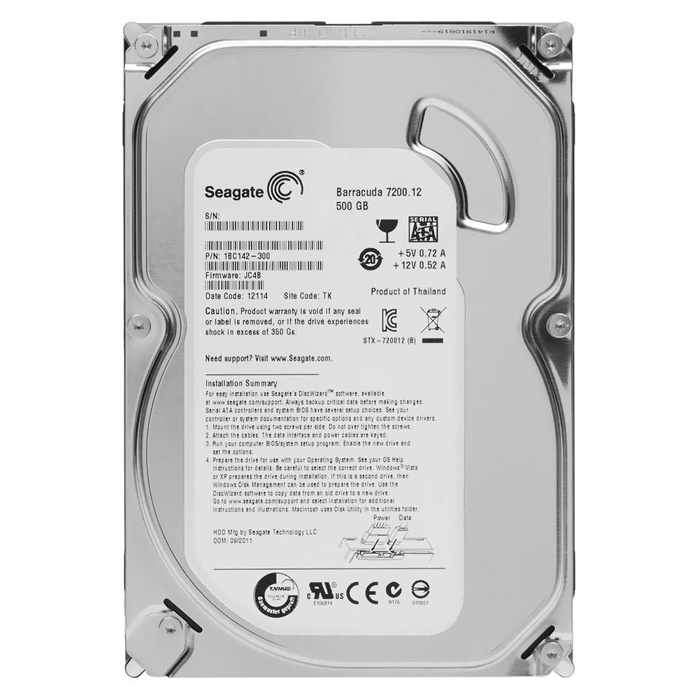 HD Seagate 500GB BarraCuda 3.5" SATA 3 7200RPM Pull - ST3500418AS