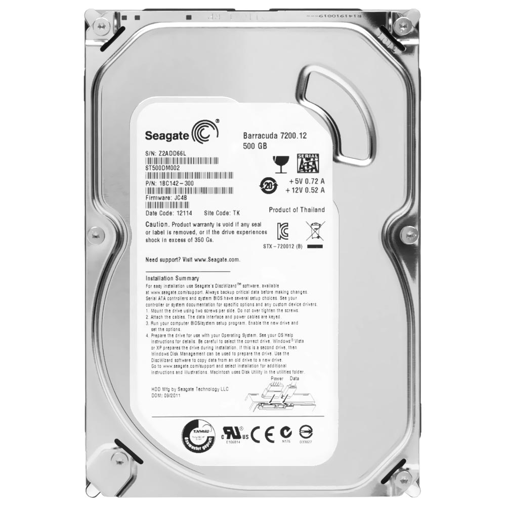 HD Seagate 500GB Pipeline Slim SATA 3 7200RPM 3.5" Pull - ST500DM002