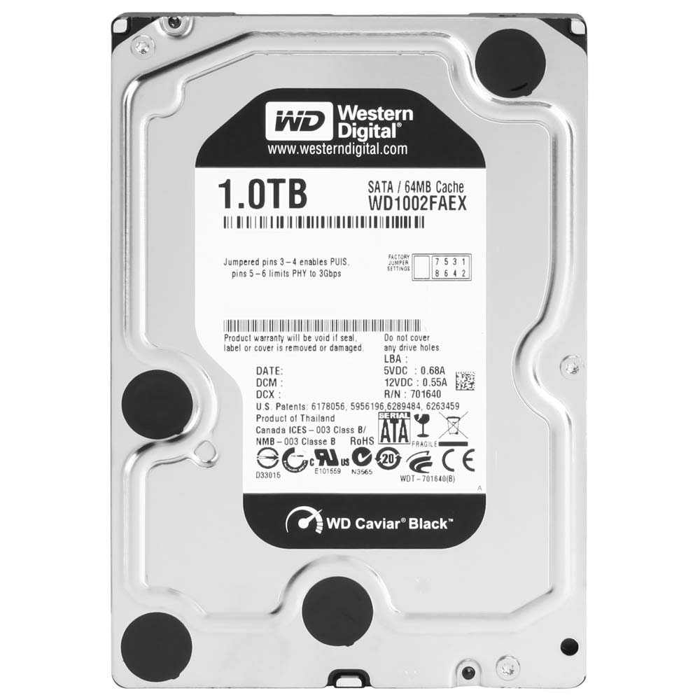 HD Western Digital 1TB WD Caviar Black 3.5" SATA 3 7200RPM Pull - WD1002FAEX