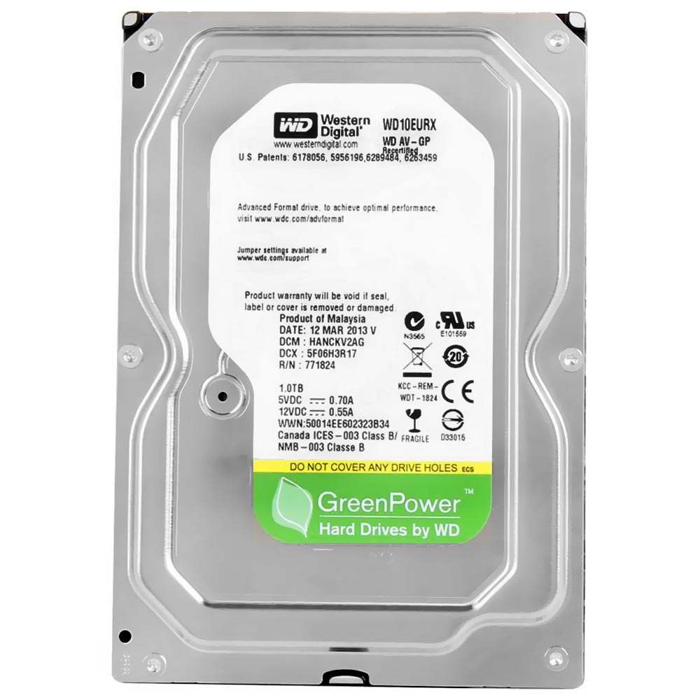 HD Western Digital 1TB WD Green 3.5" SATA 3 7200RPM Pull - WD10EURX