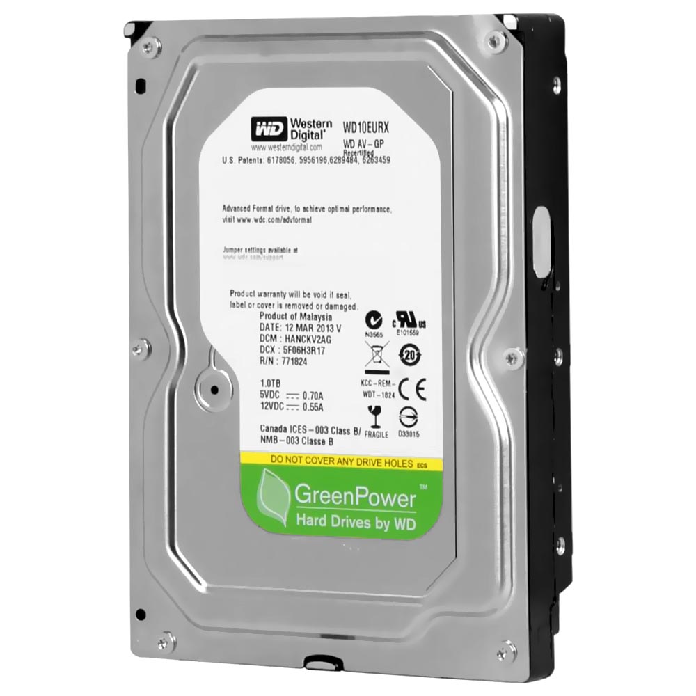 HD Western Digital 1TB WD Green 3.5" SATA 3 7200RPM Pull - WD10EURX