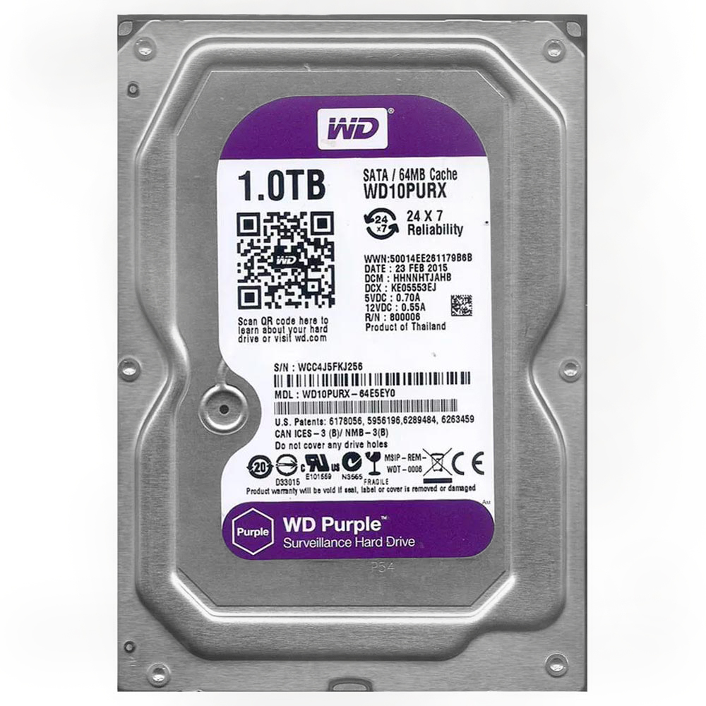 HD Western Digital 1TB WD Purple 3.5" SATA 3 5400RPM Pull - WD10PURX