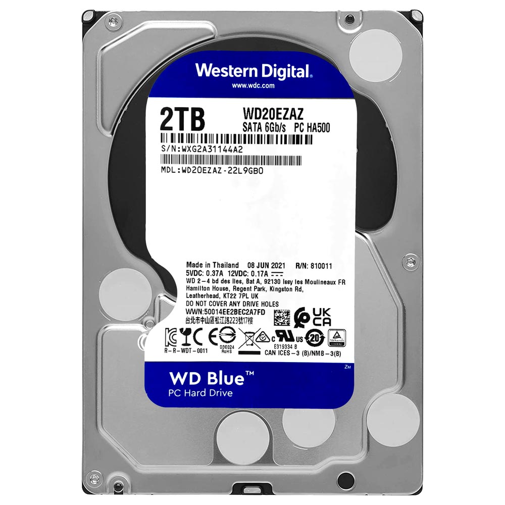 HD Western Digital 2TB WD Blue 3.5" SATA 3 5400RPM Pull - WD20EZAZ