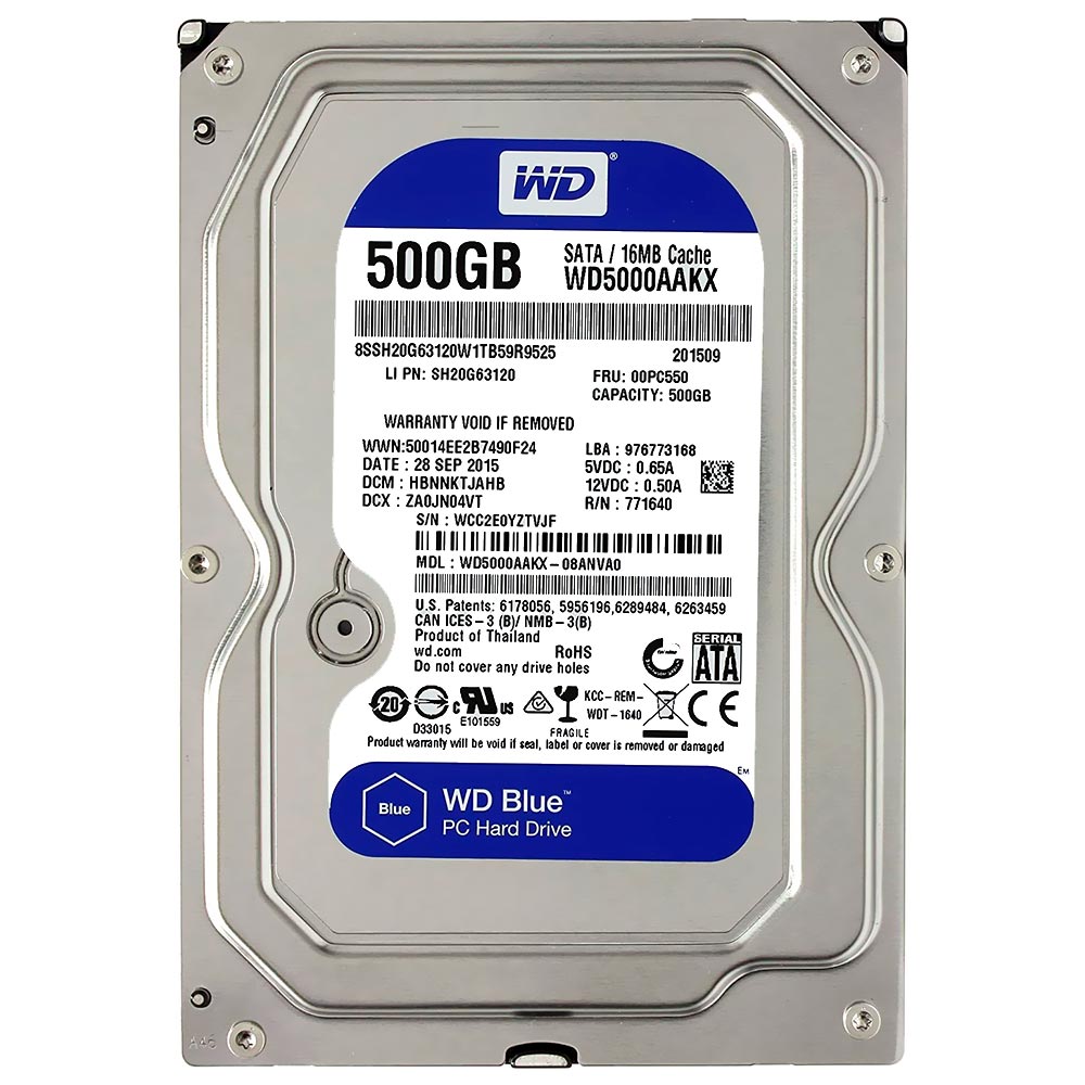 HD Western Digital 500GB WD Blue 3.5" SATA 3 7200RPM Pull - WD5000AAKX