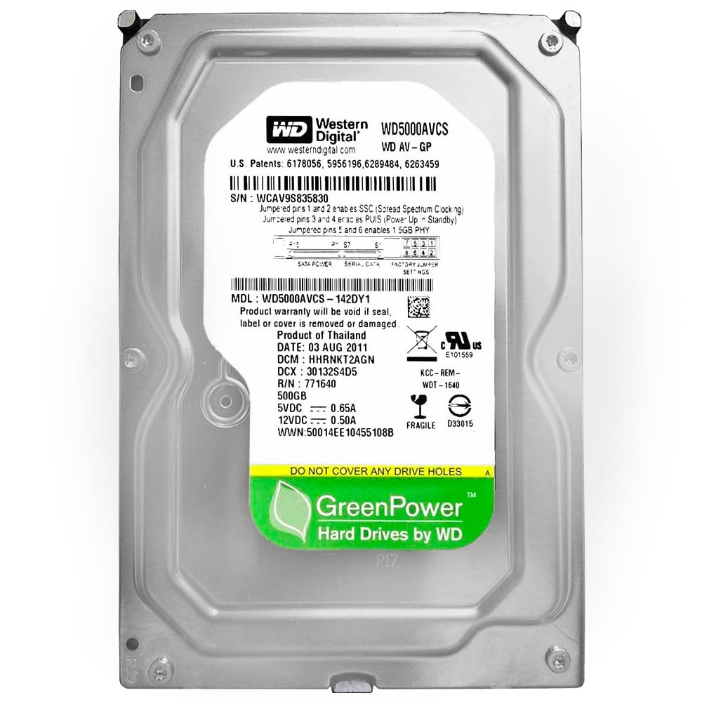 HD Western Digital 500GB WD Green 3.5" SATA 2 7200RPM Pull - WD5000AVCS