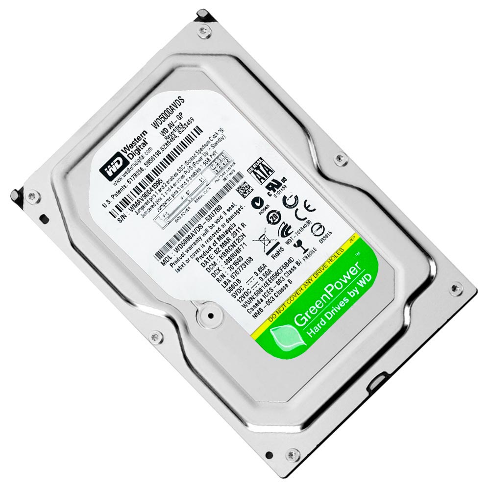 HD Western Digital 500GB WD Green 3.5" SATA 2 7200RPM Pull - WD5000AVDS 