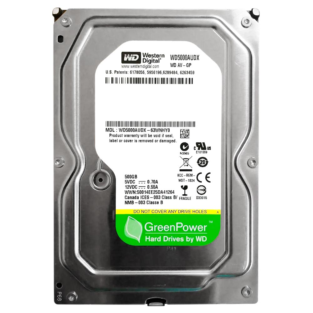 HD Western Digital 500GB WD Green 3.5" SATA 3 5400RPM Pull - WD5000AUDX