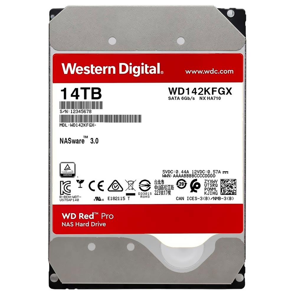 HD SATA3 14TB WESTERN DIGITAL WD RED PRO NAS 7200RPM 512MB WD142KFGX (GARANTIA PY)