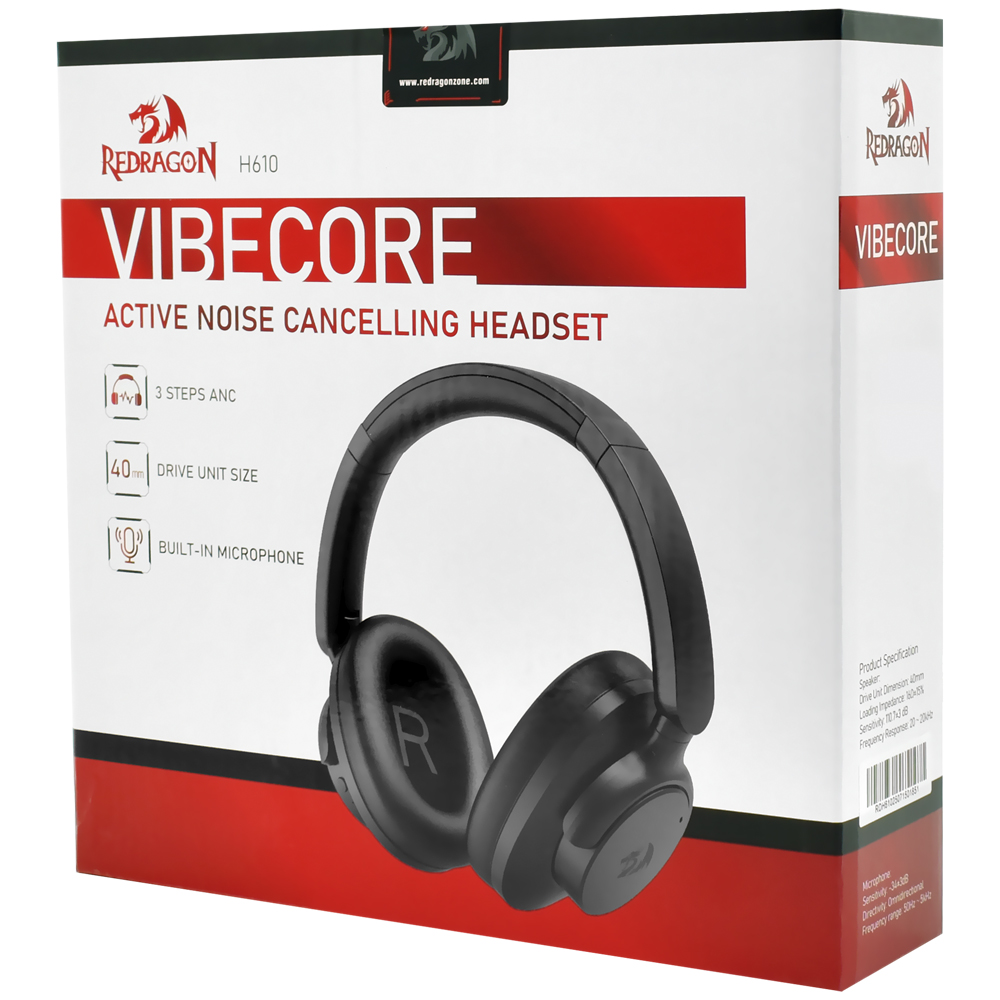 FONE BLUETOOTH REDRAGON H610 VIBECORE PRETO