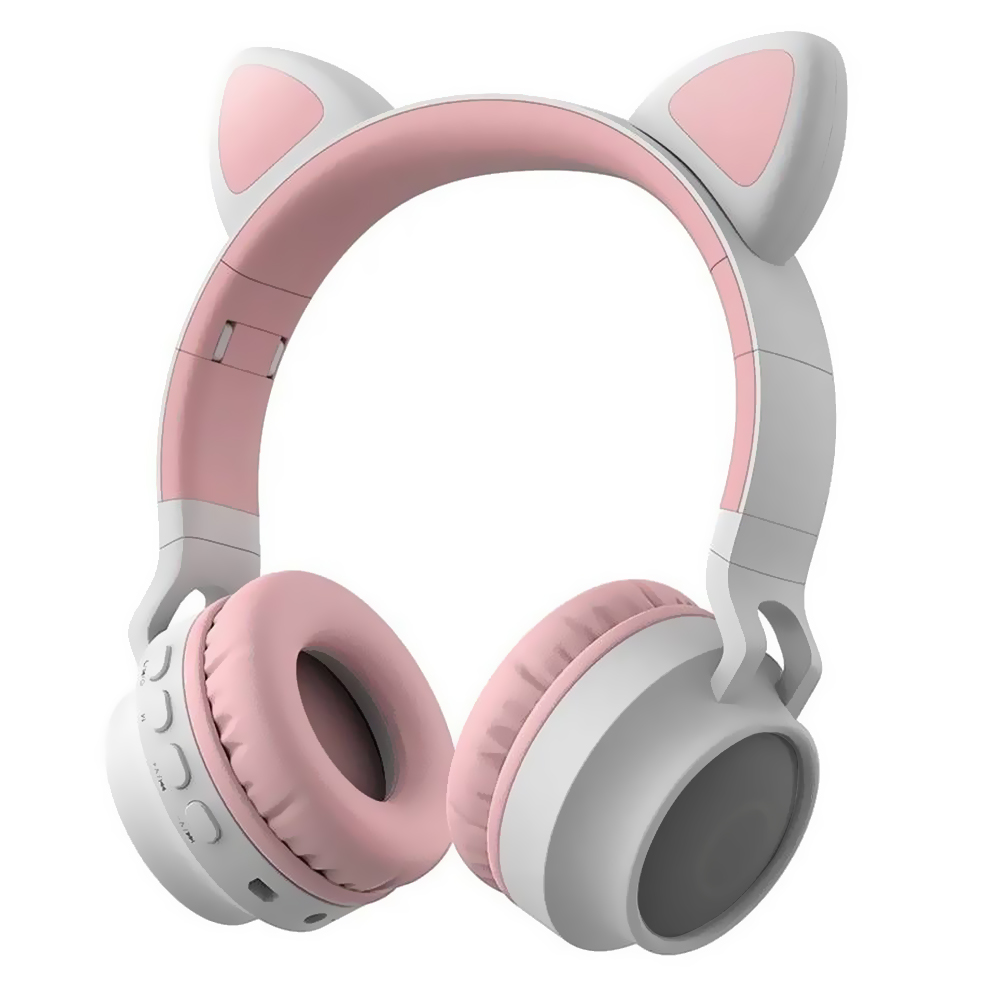 Fone Cat Havit BT028C Ear LED / Bluetooth - Cinza / Rosa