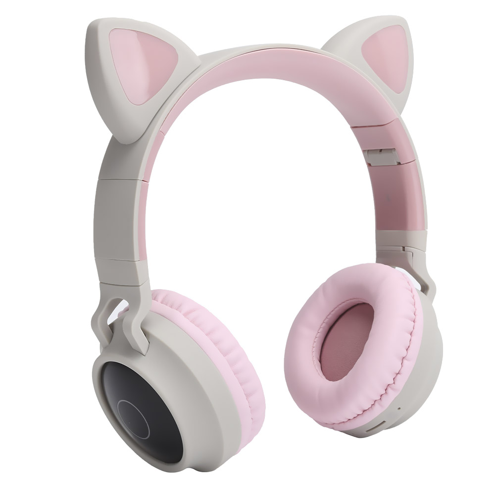 Fone Cat Havit BT028C Ear LED / Bluetooth - Cinza / Rosa