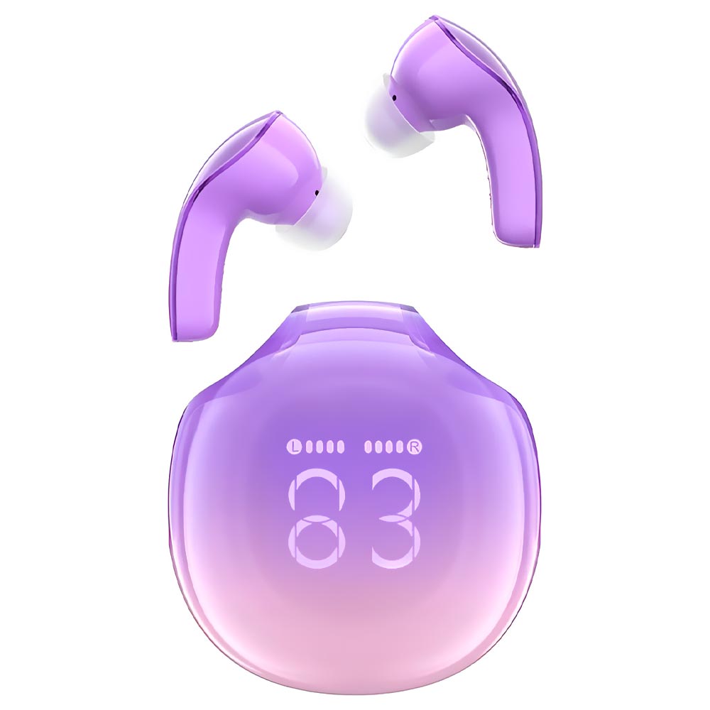 Fone de Ouvido Acefast T9/AT9 Crystal Air TBS Earbuds / Bluetooth - Grape Roxo