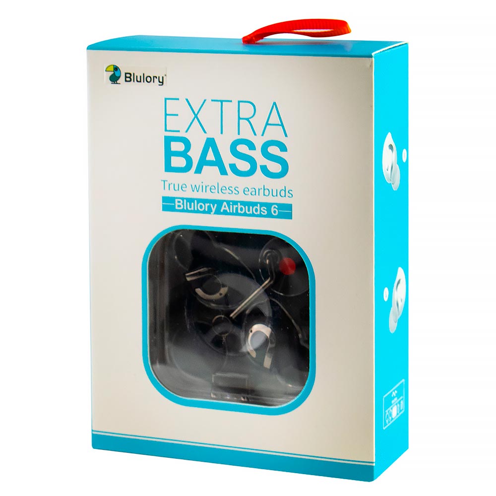 Fone de Ouvido Blulory Airbuds 6 TWS Extra Bass / Bluetooth - Preto