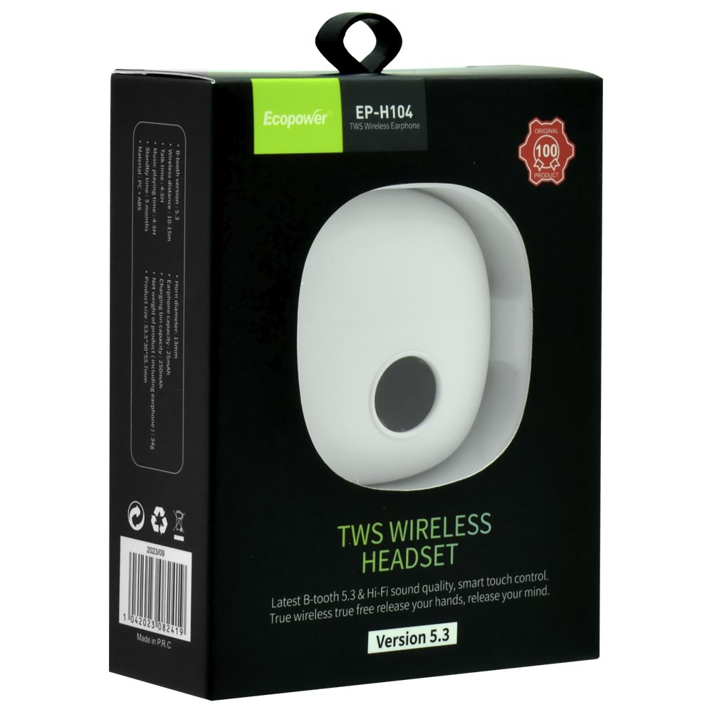 Fone de Ouvido Ecopower EP-H104 TWS / Bluetooth - Branco