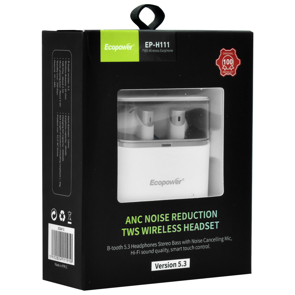 Fone de Ouvido Ecopower EP-H111 TWS / Bluetooth - Branco