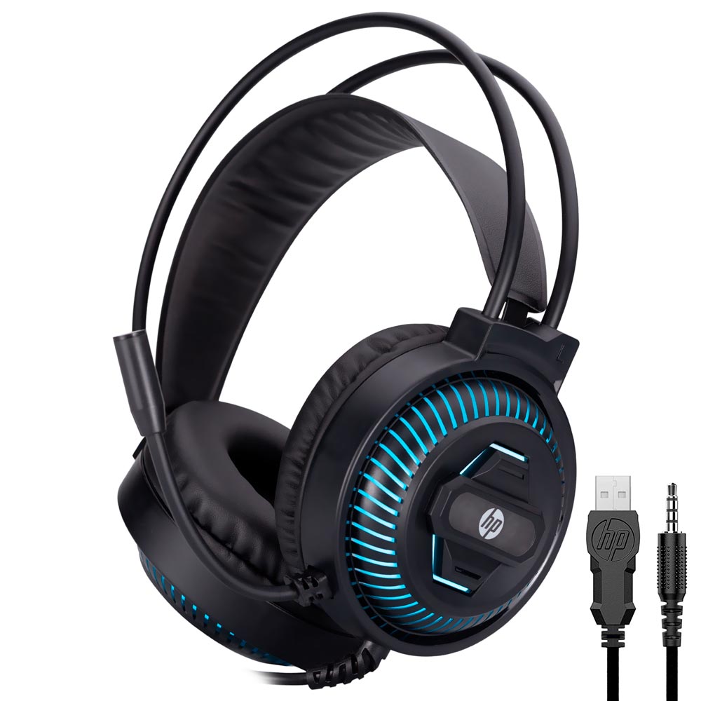 Fone de Ouvido HP DHE-8001 Stereo Headset LED / Com Fio - Preto