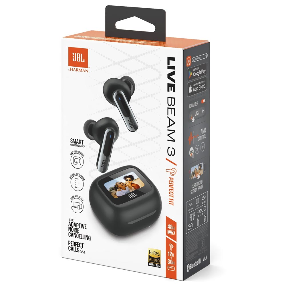 Fone de Ouvido JBL Live Beam 3 Perfect Fit TWS / Bluetooth - Preto