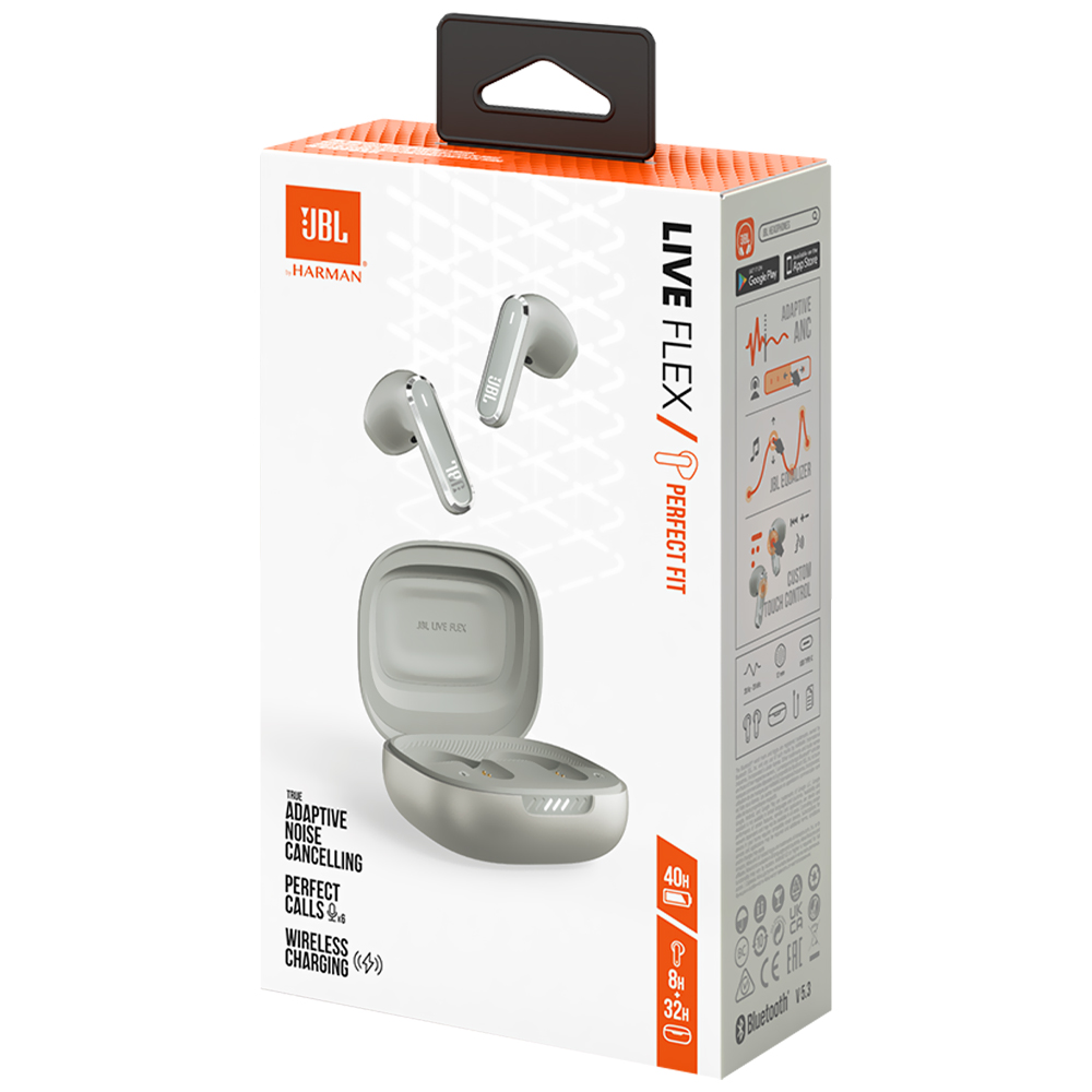 Fone de Ouvido JBL Live Flex Perfect Fit TWS / Bluetooth - Prata