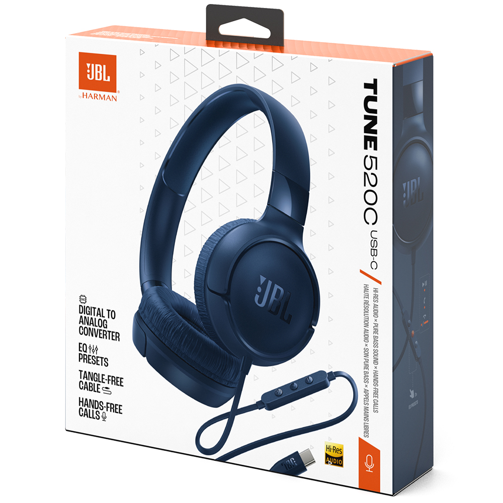 Fone de Ouvido JBL Tune 520C / Com fio - Azul